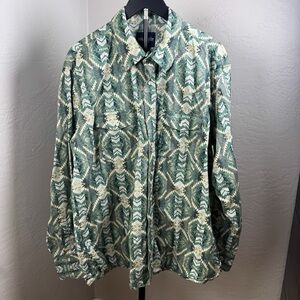 Wrangler Western Aztec Print Snap Button Shirt 100% Cotton Size XL